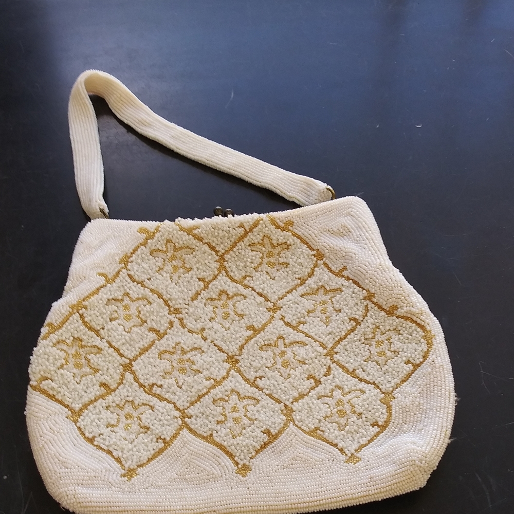 Hand Beaded Purse VINTAGE 1960s; Saks Worth Avenue Palm FL